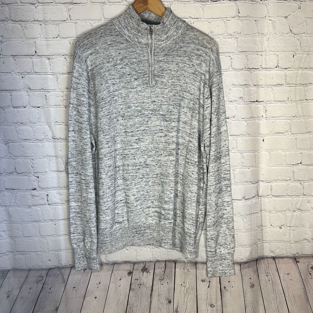 Bonobos Mens Cashmere‎ Blend Quarter Zip Sweater Shirt size L Large Heather Gray